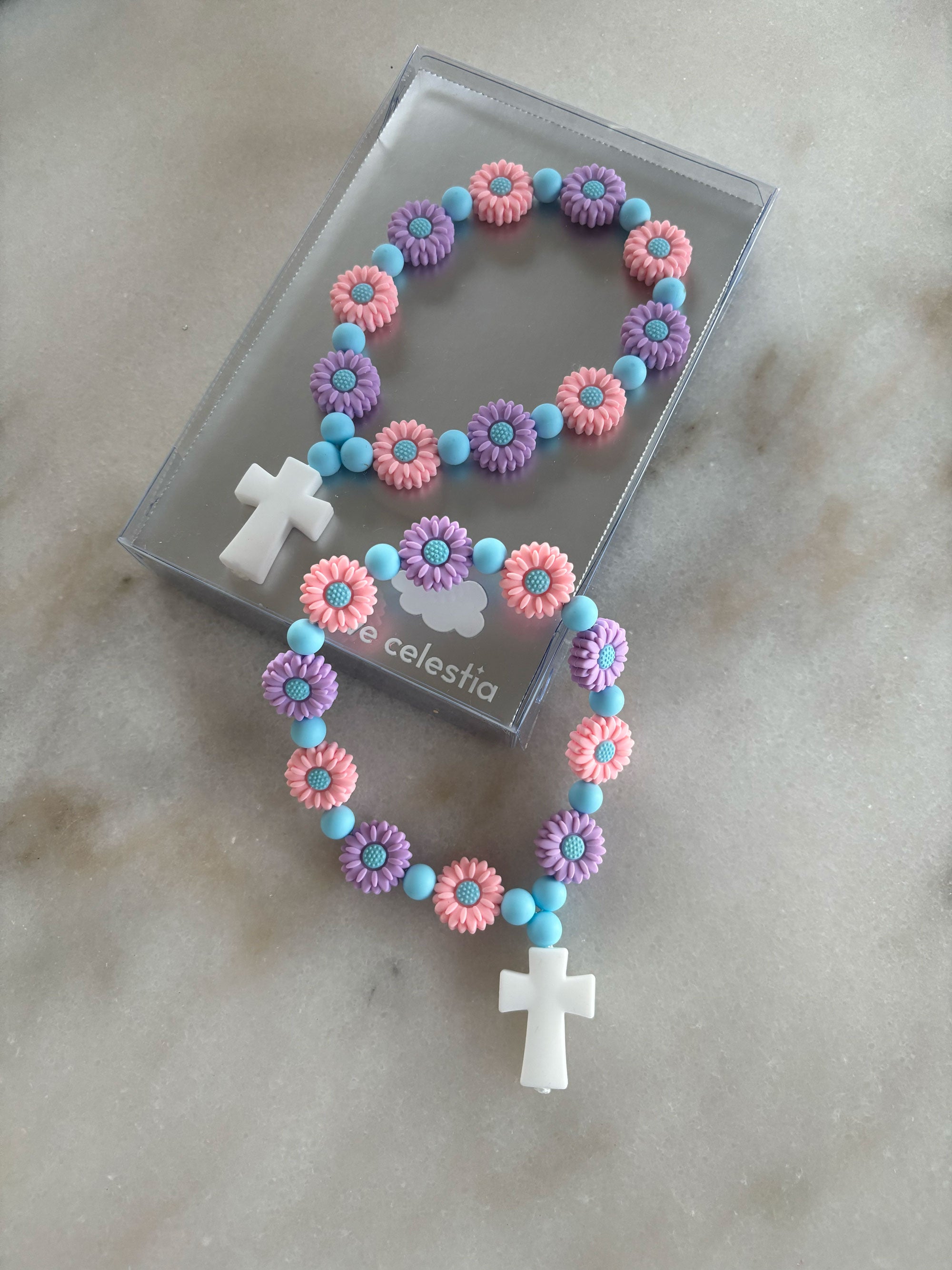 Decenario de flores de silicón Celeste