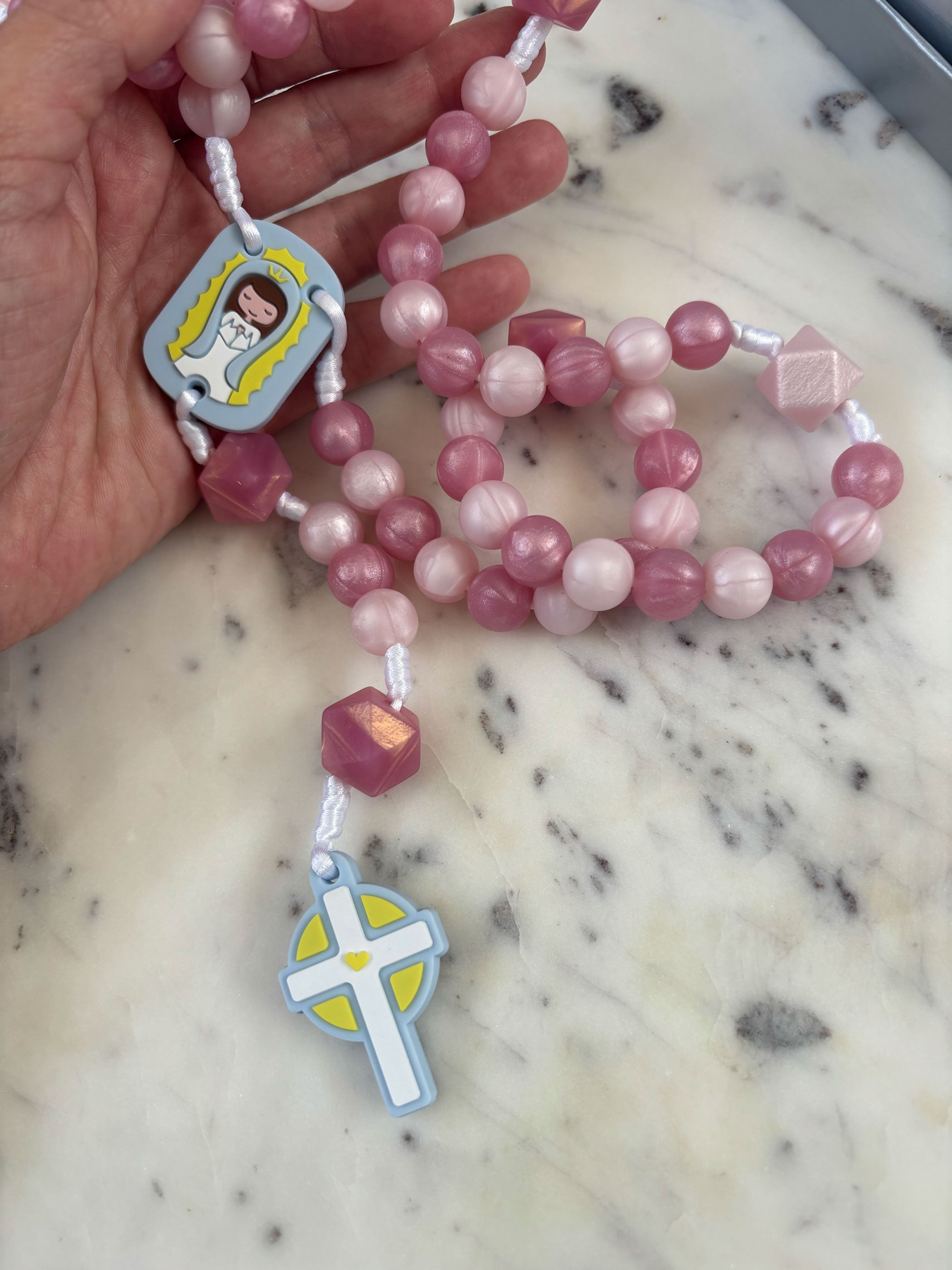 Rosario de silicón Rosa Aperlado