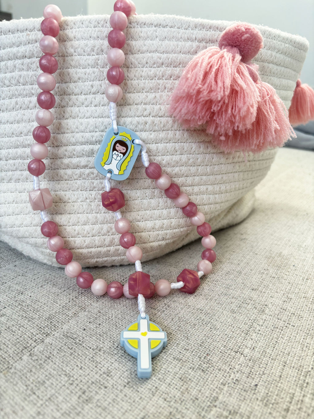 Rosario de silicón Rosa Aperlado