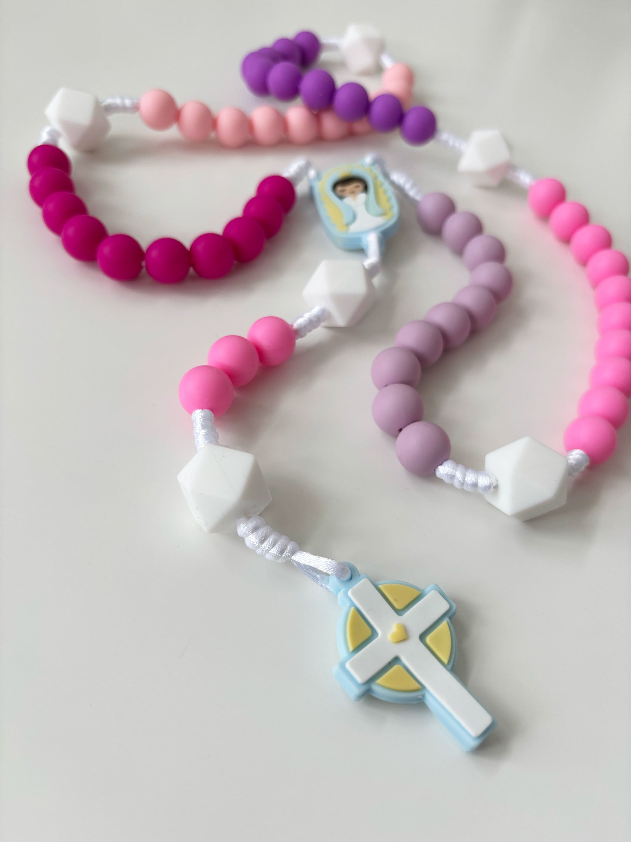Rosario de silicón Rosa/Morado