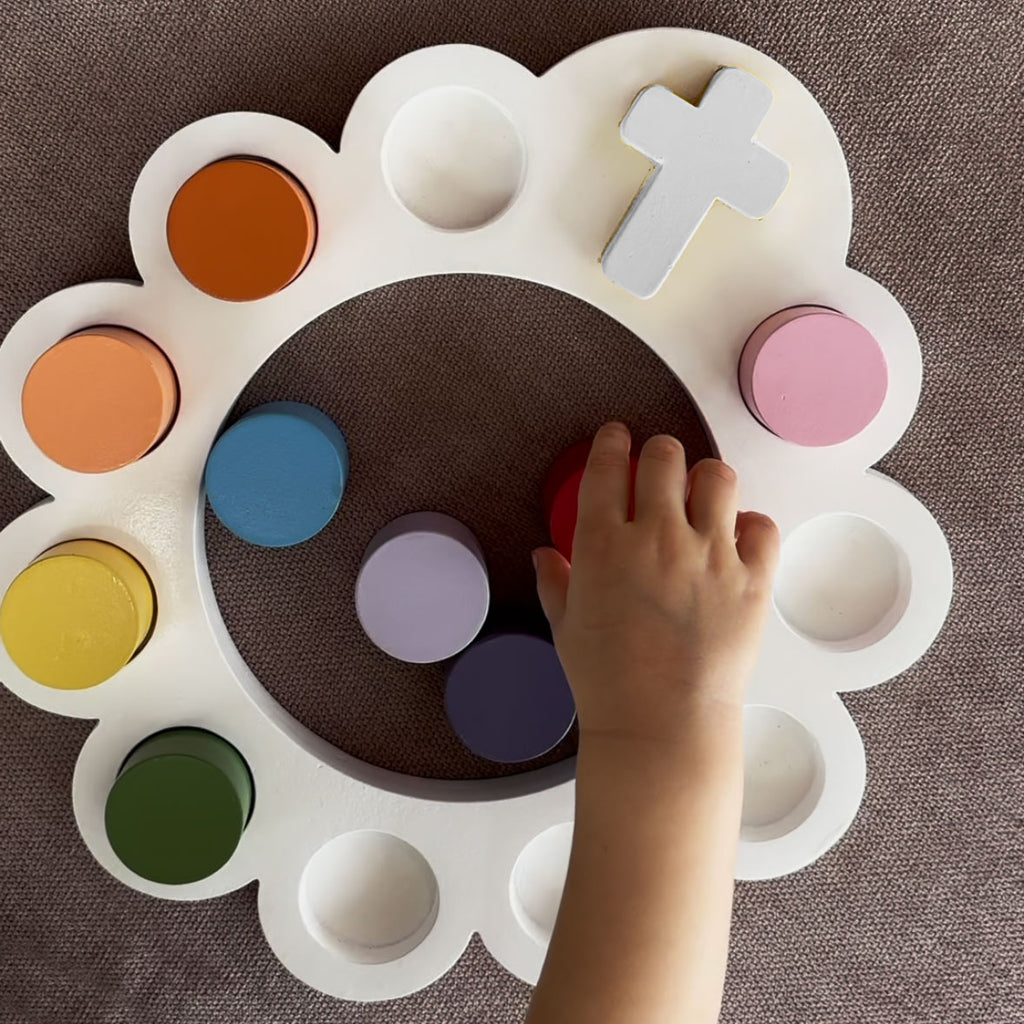 Decenario de cilindros de colores